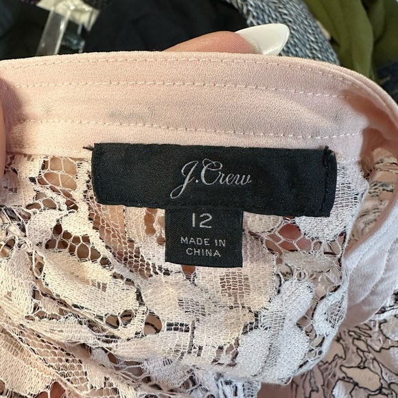 J. Crew Cream Pink Lace Long Sleeve Blouse with Mandarin Collar - Picture 9 of 9